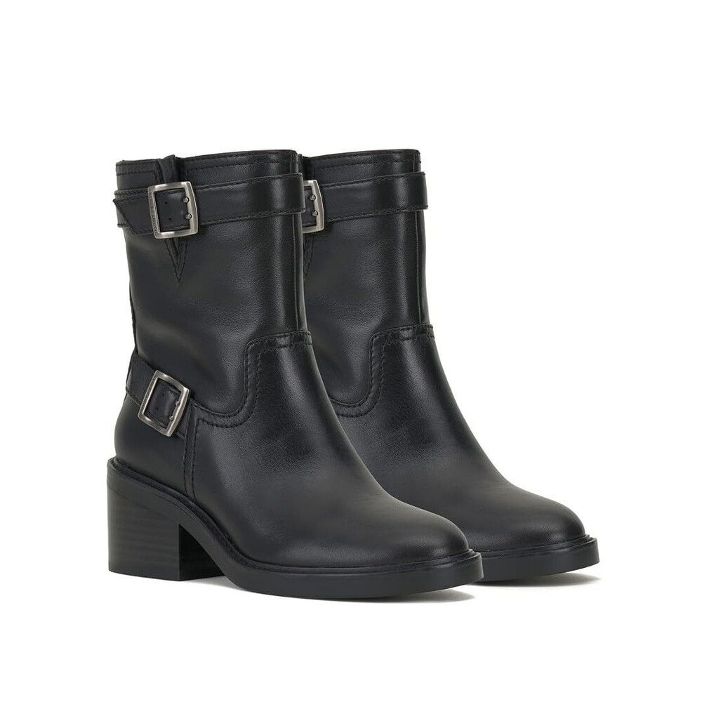 Vince Camuto Womens 7.5 M Black Soft Cow Nappa Buckle Vergila Boots NIB QG2